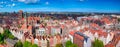 Aerial panorama of the old town in Gdansk with amazing architecture at summer,  Poland Royalty Free Stock Photo