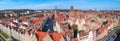 Aerial panorama of the old town in Gdansk, Poland Royalty Free Stock Photo