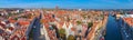 Aerial panorama of the old town in Gdansk, Poland Royalty Free Stock Photo