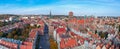 Aerial panorama of the old town in Gdansk, Poland Royalty Free Stock Photo