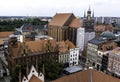 Aerial panorama of Old Town with St. Mary`s Church and Artus Court