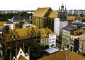 Aerial panorama of Old Town with St. Mary`s Church and Artus Court