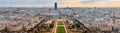 Aerial panorama of Paris, France with Champ de Mars seen from the top of the Eiffel Tower or Tour Eiffel Royalty Free Stock Photo