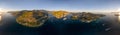 Aerial 360 panorama photo of Dubrovnik bridge Lapad peninsula in Adriatic sea in Croatia summer sunset Royalty Free Stock Photo