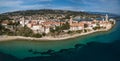 Aerial panorama picture of Rab city on the Rab Island, Croatia. Royalty Free Stock Photo