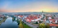 Aerial panorama of Pisek, Czechia Royalty Free Stock Photo