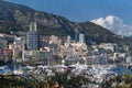 Aerial Panorama of Port Hercules, megayachts, big boat, view from Princes Palace of Monaco Royalty Free Stock Photo