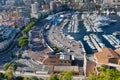 Aerial Panorama of Port Hercules, megayachts, big boat, view from Princes Palace of Monaco Royalty Free Stock Photo
