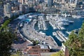 Aerial Panorama of Port Hercules, megayachts, big boat, view from Princes Palace of Monaco