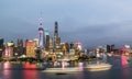 Aerial panorama of Pudong district at night, Shanghai