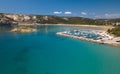 Aerial panorama of Rajska beach on the Rab island in Croatia. Paradise beach. Royalty Free Stock Photo