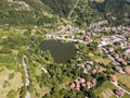Aerial Panorama of Rhodope Mountains near Smolyan lakes, Bulgaria Royalty Free Stock Photo