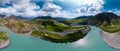 Aerial panorama of the river of Katun Royalty Free Stock Photo