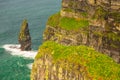 Aerial panorama of the scenic Cliffs of Moher in Ireland Royalty Free Stock Photo