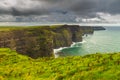 Aerial panorama of the scenic Cliffs of Moher in Ireland Royalty Free Stock Photo
