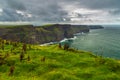 Aerial panorama of the scenic Cliffs of Moher in Ireland Royalty Free Stock Photo