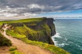 Aerial panorama of the scenic Cliffs of Moher in Ireland Royalty Free Stock Photo