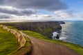 Aerial panorama of the scenic Cliffs of Moher in Ireland Royalty Free Stock Photo