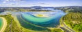 Aerial panorama of shallow ocean water and coastline. Narooma, NSW, Australia. Royalty Free Stock Photo