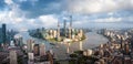 Aerial panorama of Shanghai downtown skyline in China