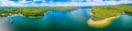 Aerial panorama of Silvan Reservoir lake in Victoria, Australia.