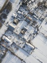 Aerial panorama - small houses and snow