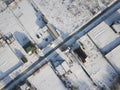 Aerial panorama - small houses and snow