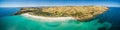 Aerial panorama of Snelling Beach. Kangaroo Island, South Australia.