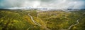 Aerial panorama of Snowy River and mountains in Australian Alps, Australia Royalty Free Stock Photo