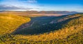 Aerial panorama of South Australian outback at sunset. Royalty Free Stock Photo