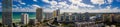 Aerial panorama Sunny Isles Beach facing south at 163rd Street highrise beachfront condominiums in photo Royalty Free Stock Photo