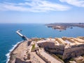 Aerial panorama sunrise photo - Ancient capital city of Valletta