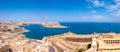 Aerial panorama sunrise photo - Ancient capital city of Valletta