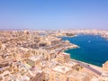Aerial panorama sunrise photo - Ancient capital city of Valletta