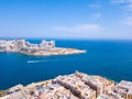 Aerial panorama sunrise photo - Ancient capital city of Valletta