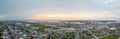 Aerial panorama sunset over Port of Galveston Texas