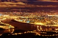 Aerial panorama of Taipei City in a misty gloomy night Royalty Free Stock Photo