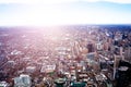 Aerial panorama of Toronto city at winter from CN tower