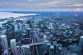 Aerial panorama of Toronto at sunset