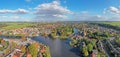 Aerial panorama from the traditional city Oudekerk aan de Amstel in the Netherlands