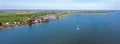 Aerial panorama from the traditional village Durgerdam near Amsterdam in the Netherlands at the IJsselmeer Royalty Free Stock Photo