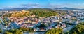 Aerial panorama of Trencin, a town in Slovakia Royalty Free Stock Photo