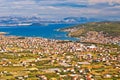 Aerial panorama of Trogir and Kastela bay