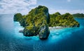 Aerial panorama of tropical paradise Entalula Island and clear blue water El Nido, Palawan, Philippines. Must see most Royalty Free Stock Photo