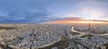 Aerial panorama twilight romantic sky of famous Eiffel Tower in Paris, France Royalty Free Stock Photo