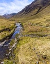 An aerial panorama view along the River Etive near to Glencoe, Scotland Royalty Free Stock Photo