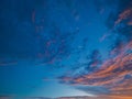 aerial panorama view amazing cloud with purple shadow in blue sky during beautiful sunset Royalty Free Stock Photo