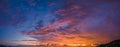 aerial panorama view amazing cloud with purple shadow in blue sky during beautiful sunset Royalty Free Stock Photo