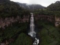 Aerial panorama view of Bogota river canyon waterfall Salto del Tequendama in Soacha Cundinamarca Colombia South America