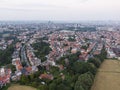Aerial panorama view of Brussels-Capital Region and suburban area in the foreground. View from Ganshoren municipality during grey Royalty Free Stock Photo